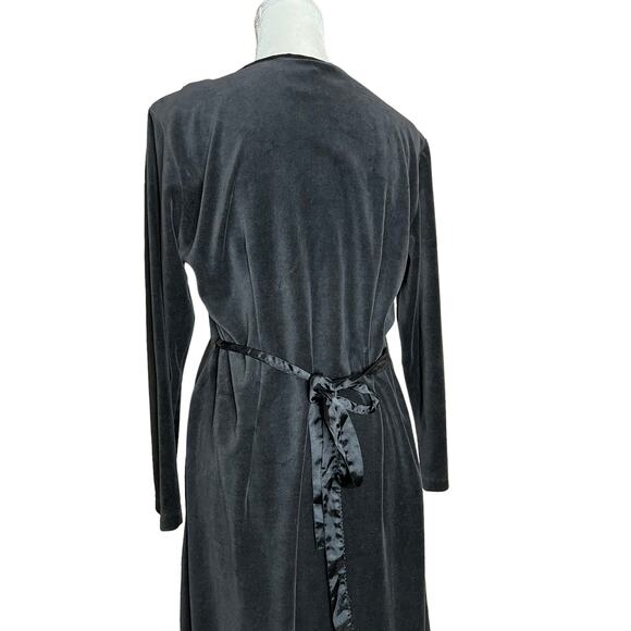 Vintage 90s fads Grunge black Velvet Modest Maxi Dress Long sleeve USA Sz L - Picture 8 of 11